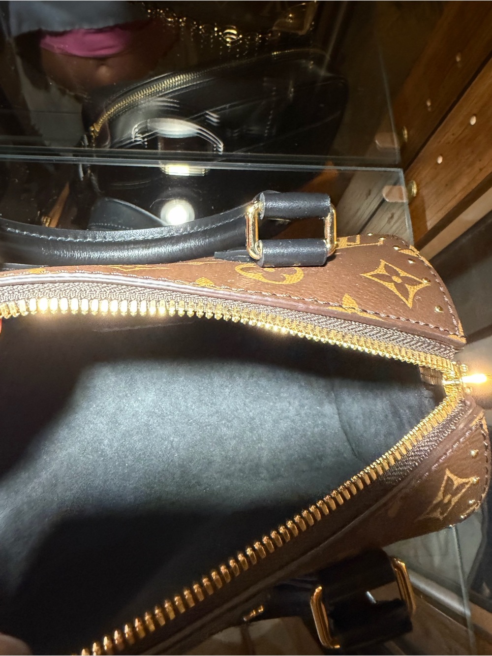 Louis Vuitton Brown Monogram Crossbody with Black Strap and Gold Hardware